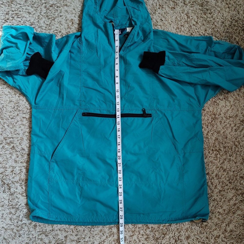 Woolrich Windbreaker Sz L Teal Long Sleeve Hooded Jacket - Picture 7 of 11